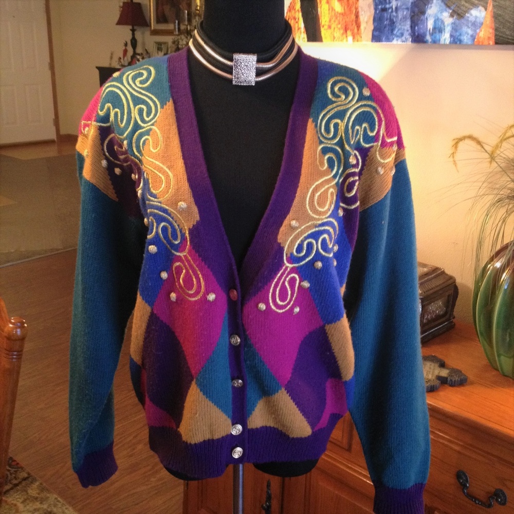 Vintage Retro Lucia festive retro cardigan sweater - Picture 7 of 8